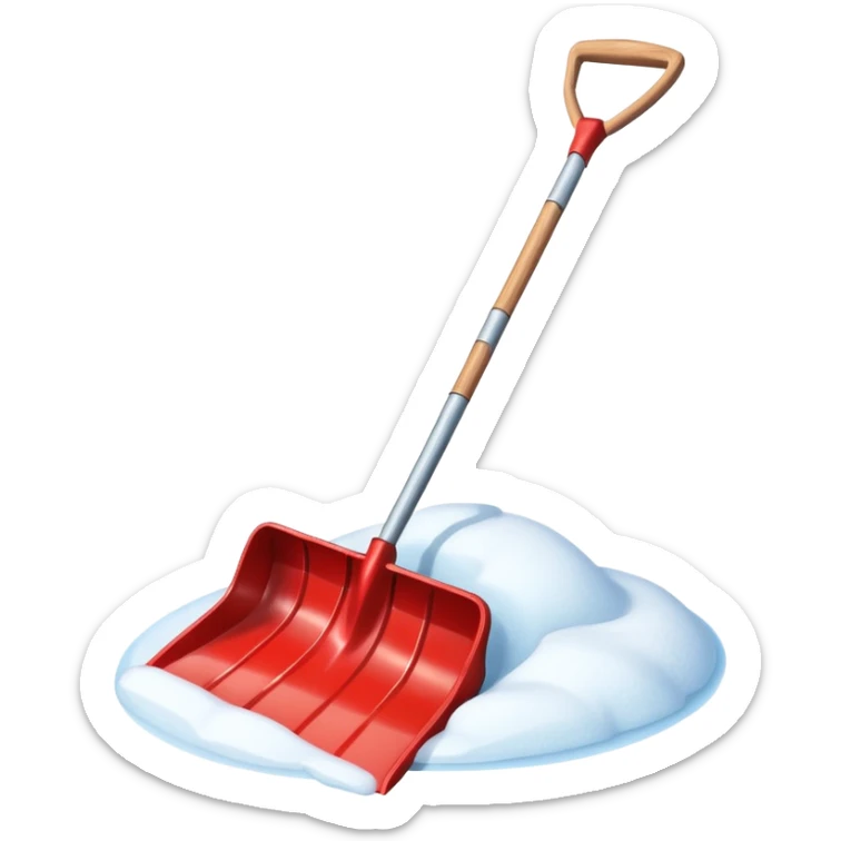 snow shovel object icon, metal snow shovel with wooden handle, winter equipment, glossy highlights, 3D cartoon, mobile game icon style, centered, clean background, no text, no watermark

 sticker