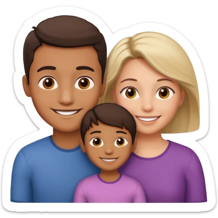 a young brown boy and a very little girl with their mother sticker