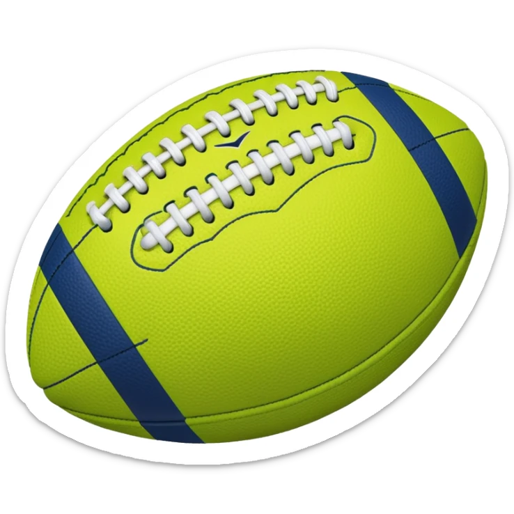 lime green colored american football with navy-blue stitching and gray stripes sticker