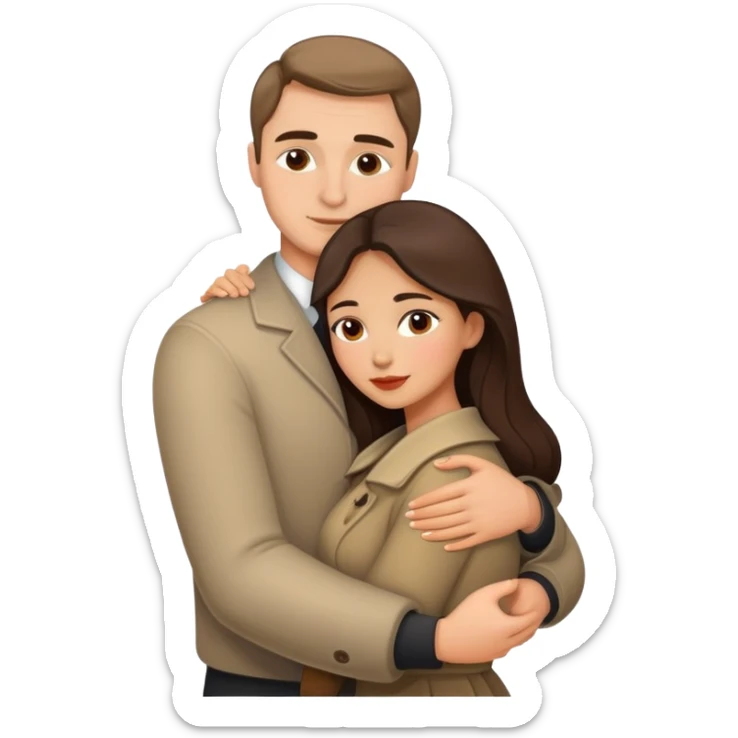couple hug with warm Latina girl and russian man elegant sticker