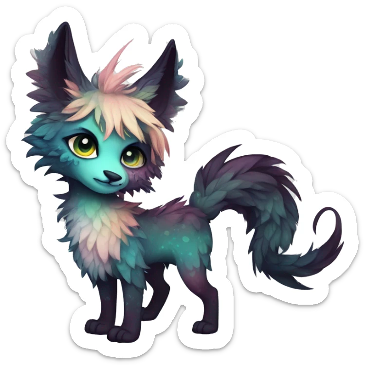 cute Kawaii edgy ethereal fantasy animal fursona Fionbri creature by griffsnuff & LiLaiRa & Falvie with exotic colors full body sticker