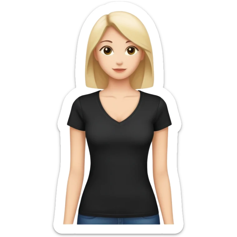 black women's V-neck t-shirt, fitted feminine cut, only the garment, no human form, simple clothing item on white background sticker