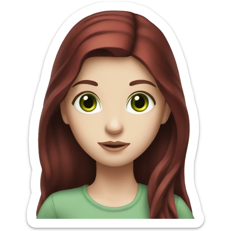 girl, dark red hair, long hair, green eyes, pale skin sticker
