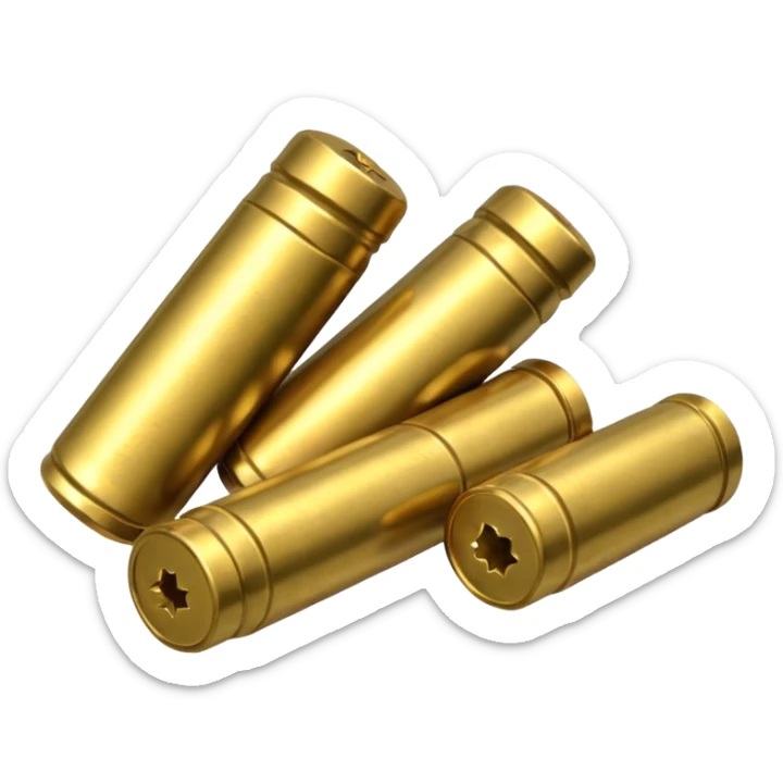 five gun bullets. four of them of one color and the fifth one of another color sticker