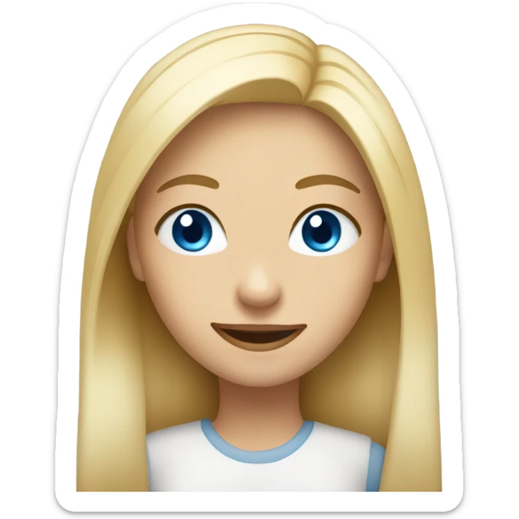 smiling blonde girl blue eyes straight hair portrait sticker
