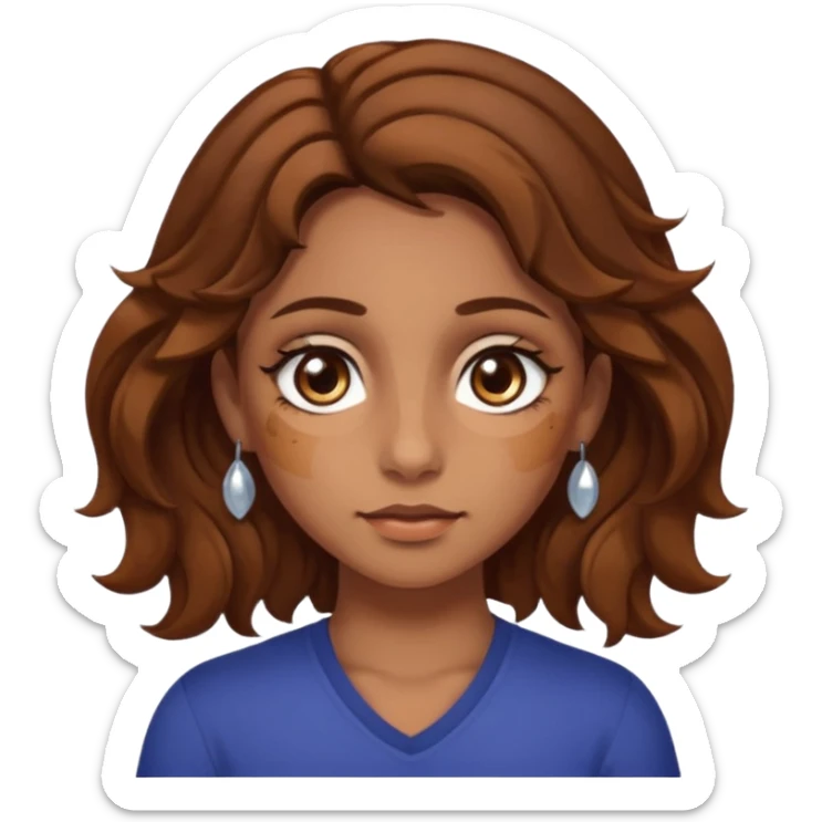 girl with wavy hair, almond shaped eyes, birthmark near her eye, tan, with lots of swag, cool, face piercings  sticker