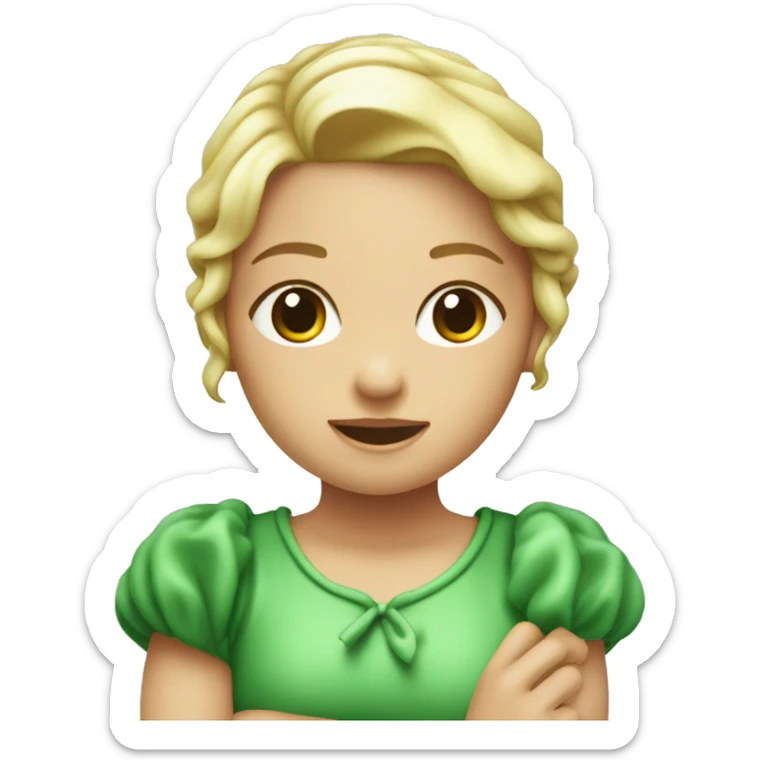 Crea una niña exploeadora con un pañuelo verde agua que sea rubia sticker