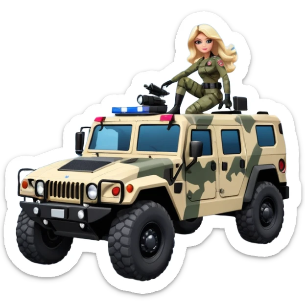 Barbie Stealthy camouflage Rock climbing Snow planet dark scary Imperial Shock Troopers police off road interceptor humvee camper  sticker