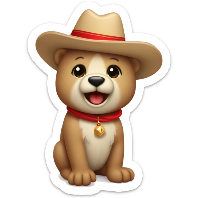 Un osito bebe con sombrero navideño y un letrero de feliz navidad sticker