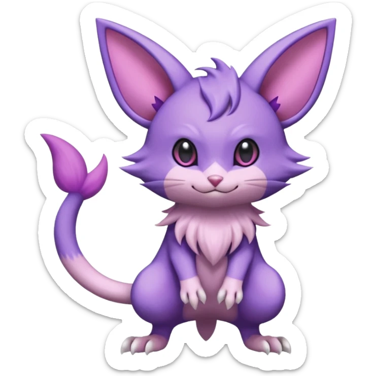 Rattata-Noibat-Skitty-Espeon-Fakemon-hybrid-creature (full body) sticker