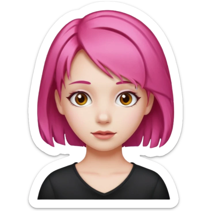  girl with pink hair and red color hairclip sticker