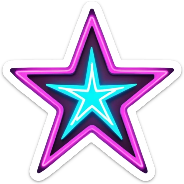 neon cyberpunk style star sticker