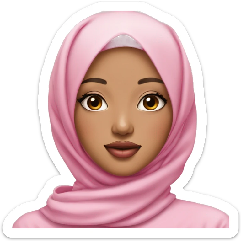 Light skinned, pink lips, asian girl with pink hijab with pink peony sticker