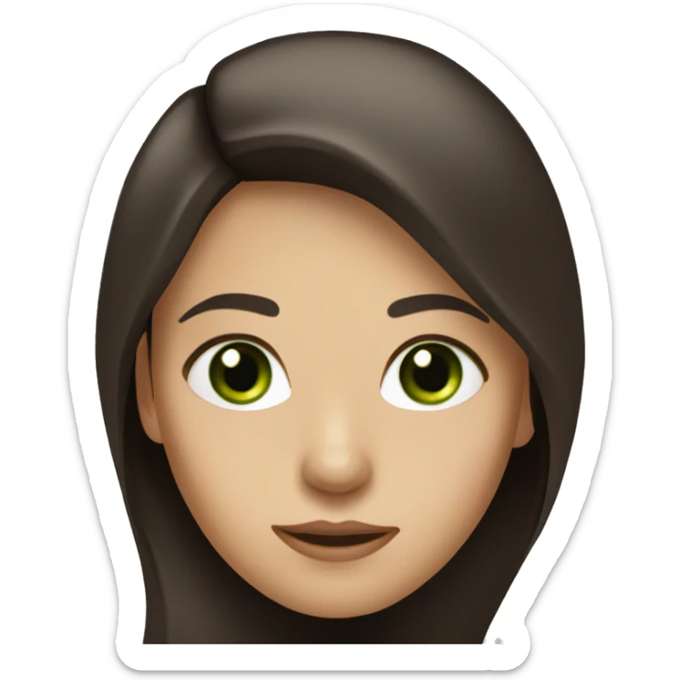 A Woman with dark Brown, shoulder Long Hair und Green eyes sticker