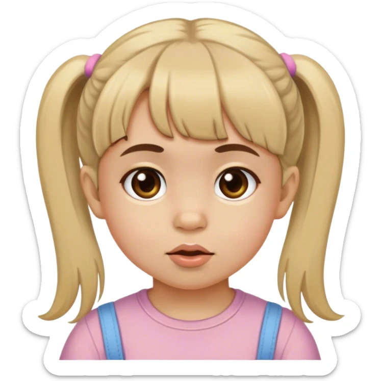 Brown eyed two year old with dirty blonde bangs and pigtails sticker