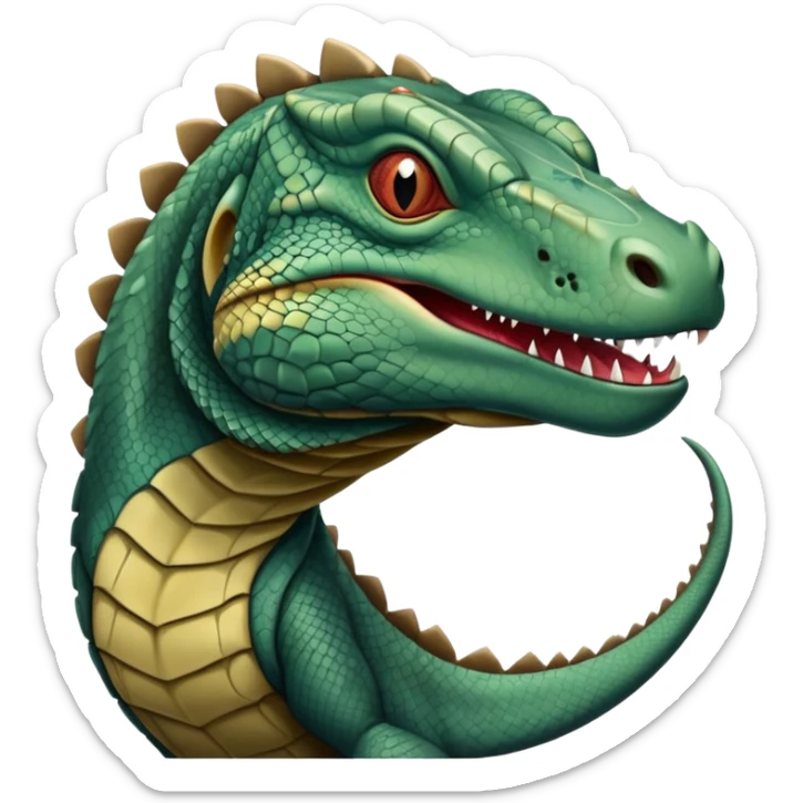 A komodo dragon with scaly skin and a forked tongue, reptilian predator sticker