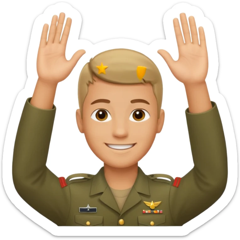 joven trigueno corte militar sonrisa bonita mano arriba sticker