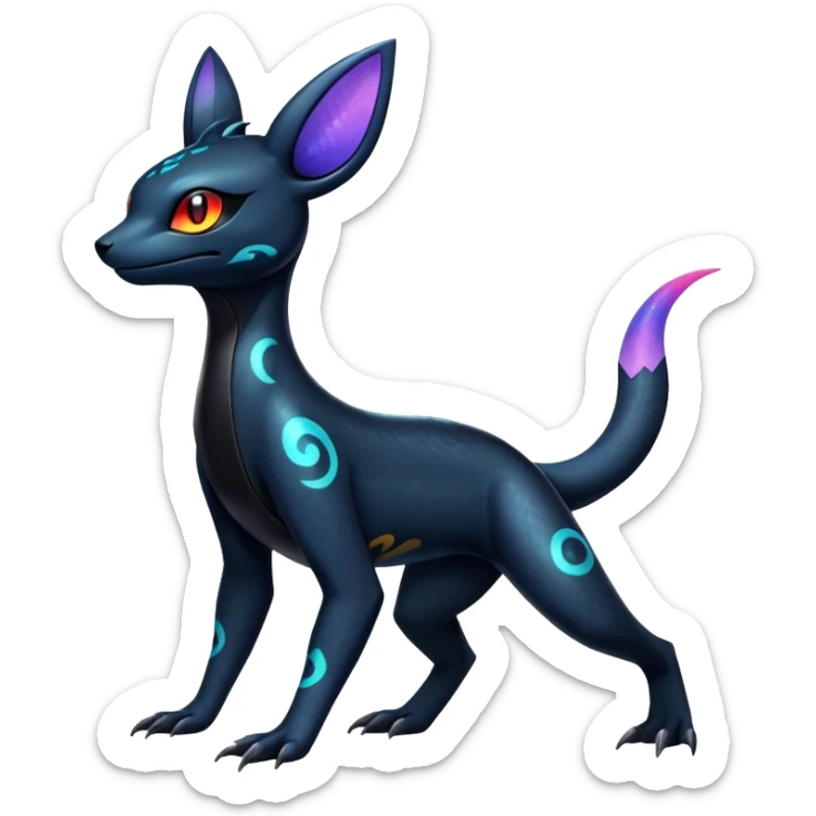 Colorful Dark Shiny Exotic Salandit-Umbreon-Quilava-Fakémon-hybrid-creature (full body)  sticker