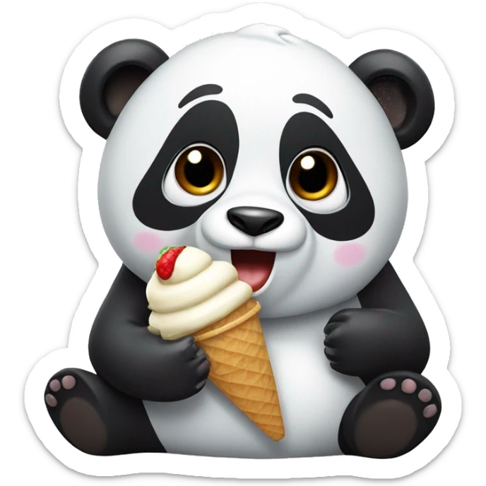 Panda eating ice cream sticker