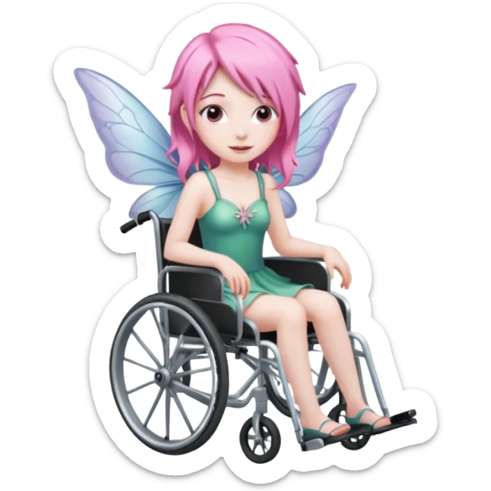 Female fairy with pink hair in a wheelchair sticker