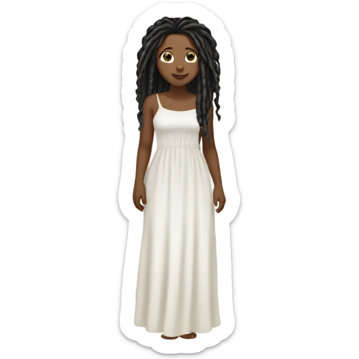 Tan girl with black locs dark white dress full body sticker
