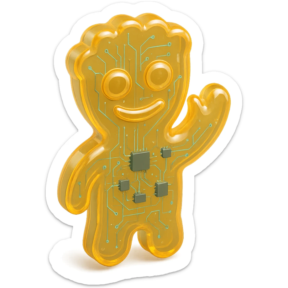a sour patch kid candy figure waving, glossy texture, fun and friendly sticker