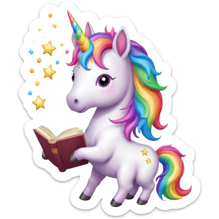 Unicorns read book
A full body of little majestic unicorn with rainbow mane holding an open book with magic sparks.












 sticker