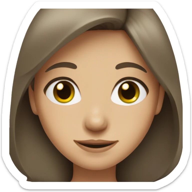 Girl with grey and green eyes smiling with brown hair  sticker