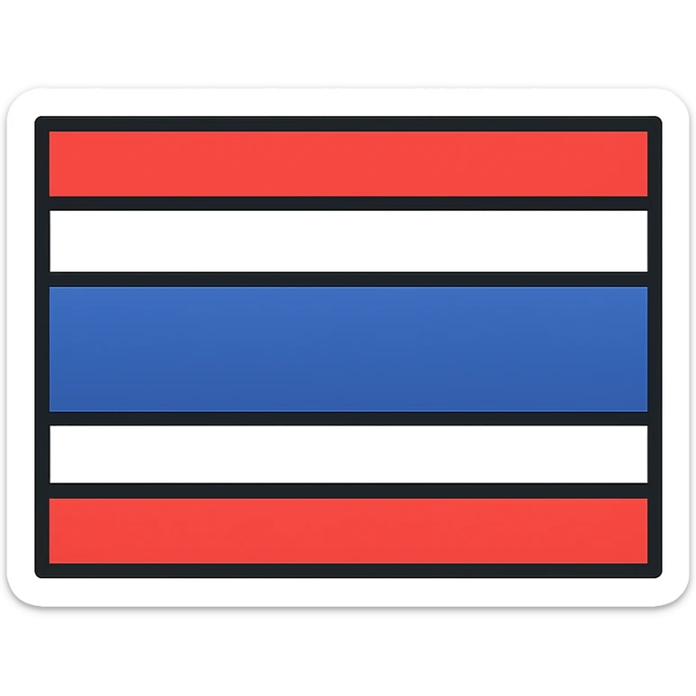 simple clean icon of the flag of Thailand with horizontal proportions and red, white, and blue colors sticker