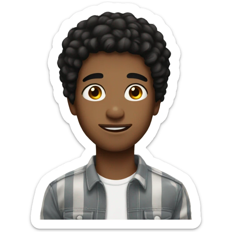 A teen boy with freckles black hair with highlights sticker