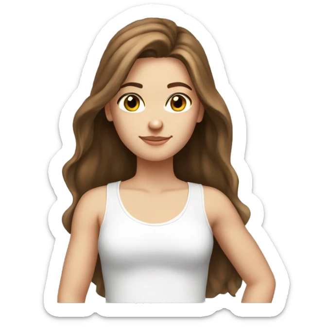 Long brown hair, white girl, white tank top sticker