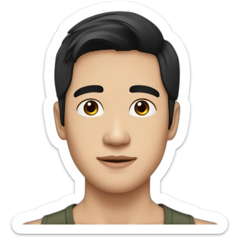 Thai actor Sam Yuranunt Pamornmontri, black hair, brown eyes, handsome male face sticker