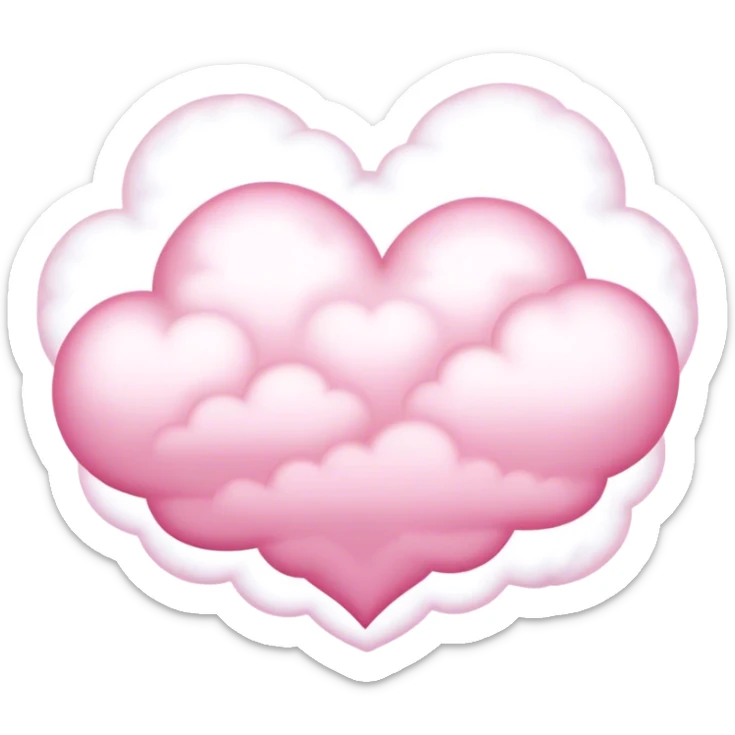 pink heart + cloud sticker