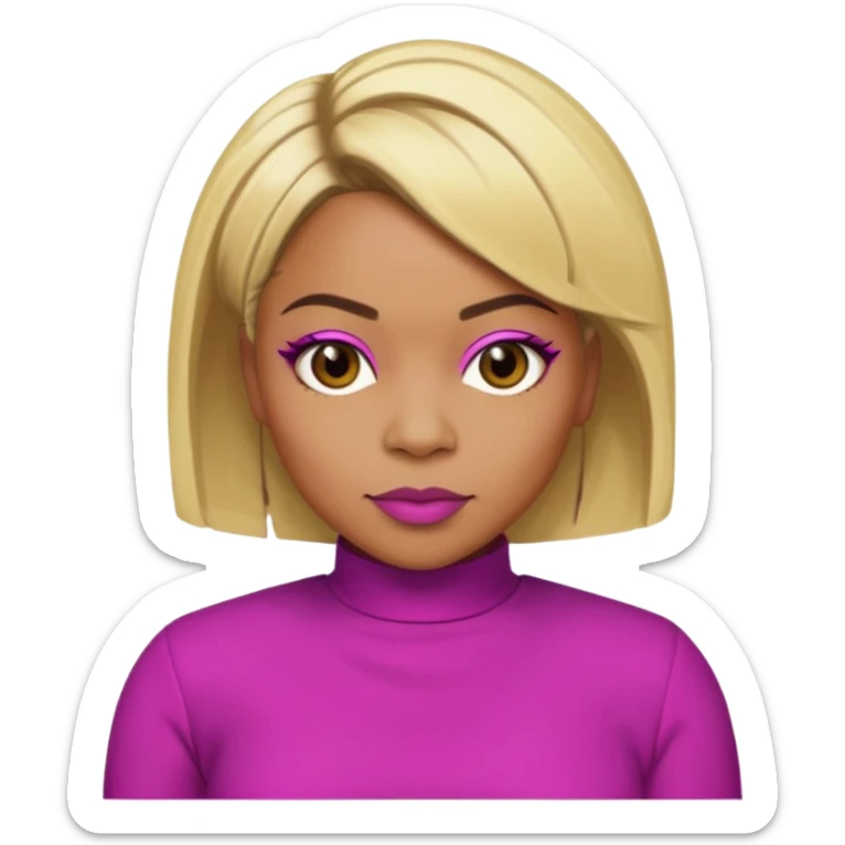 Tionne T-Boz Watkins with blonde short hair, brown eyes, magenta outfit sticker