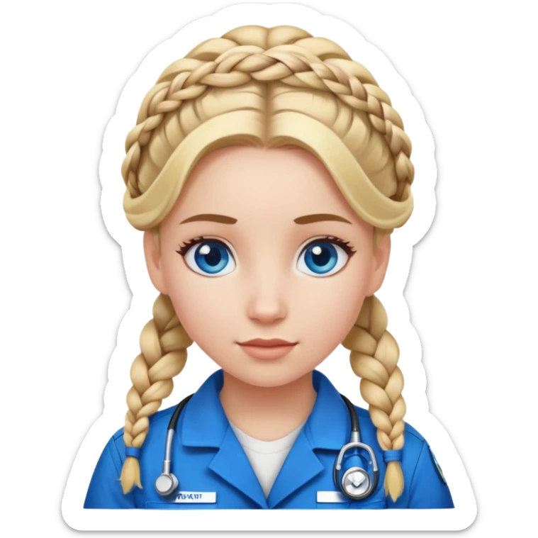 Paramedic girl with braided blonde hair updo and blue eyes sticker