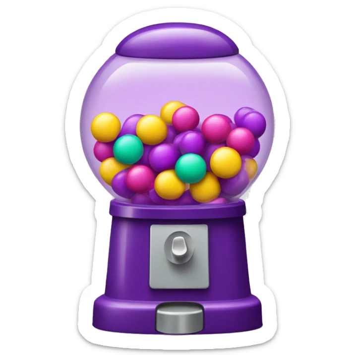 Purple gumball machine with purple, fuchsia, yellow, and mint green gumballs sticker