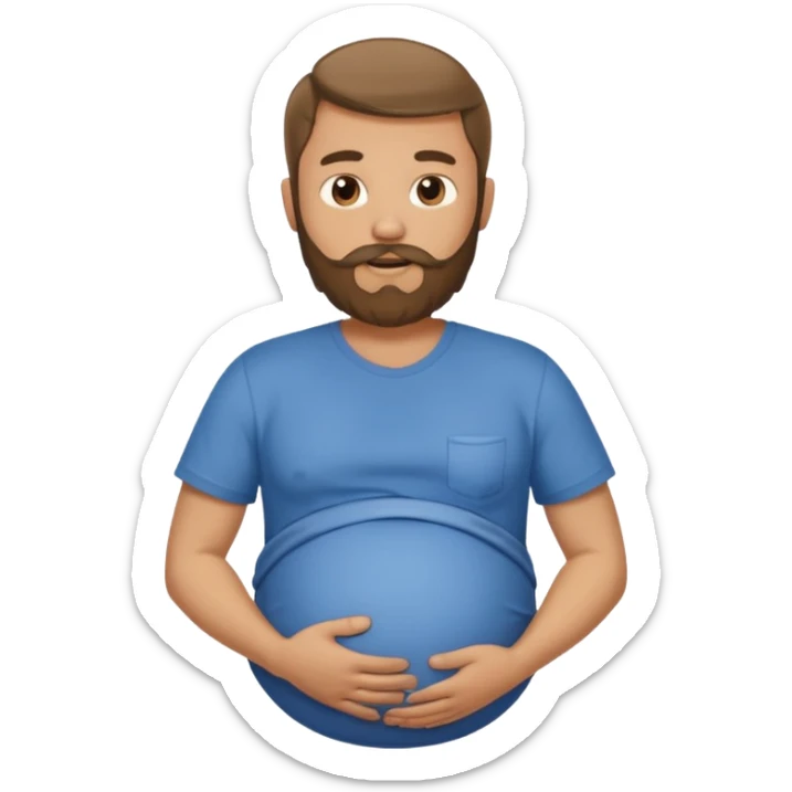 Bearded man rubbing pregnant belly poking out of shirt sticker