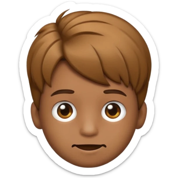 Crie um emoji de um menino com o cabelo castanho claro com uma franja e o corte low fade sticker