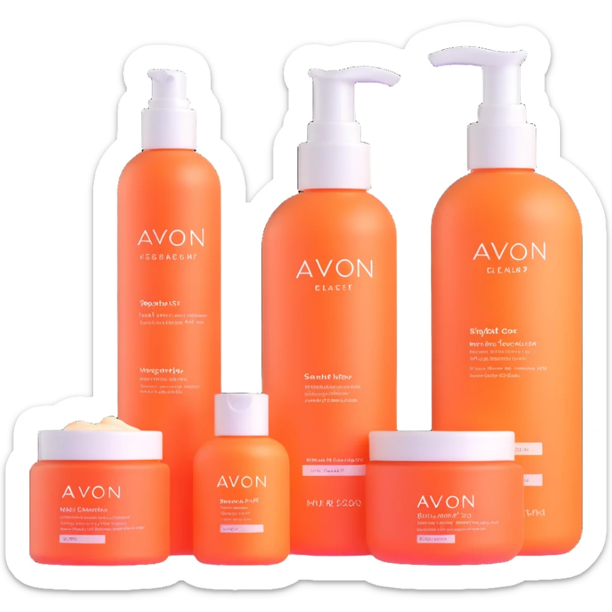 AVON skincare set with facial cleanser, toner, and moisturizer bottles sticker