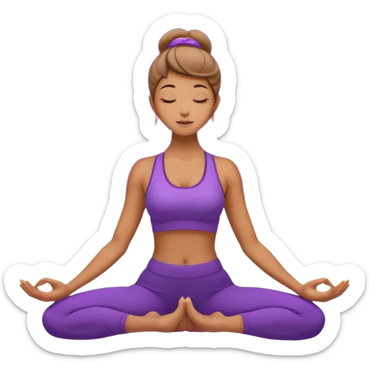 A woman in purple yoga outfit bending backward in camel pose, glowing stars around her, elegant composition. (reference pose) sticker