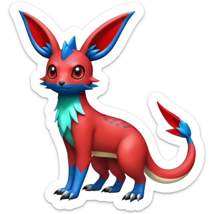  Cute Shiny Exotic Colorful Guilmon-Latias-Koraidon-Umbreon-Fakémon-hybrid-creature (full body)  sticker