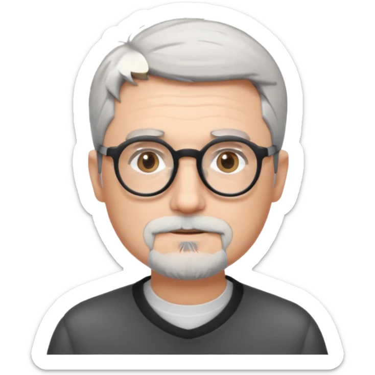 homme blanc cheveux gris court lunettes rondes noir et petite barbe  sticker