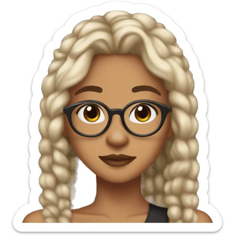 lightskin girl clean girl aesthetic with turtoise glasses and nose ring sticker