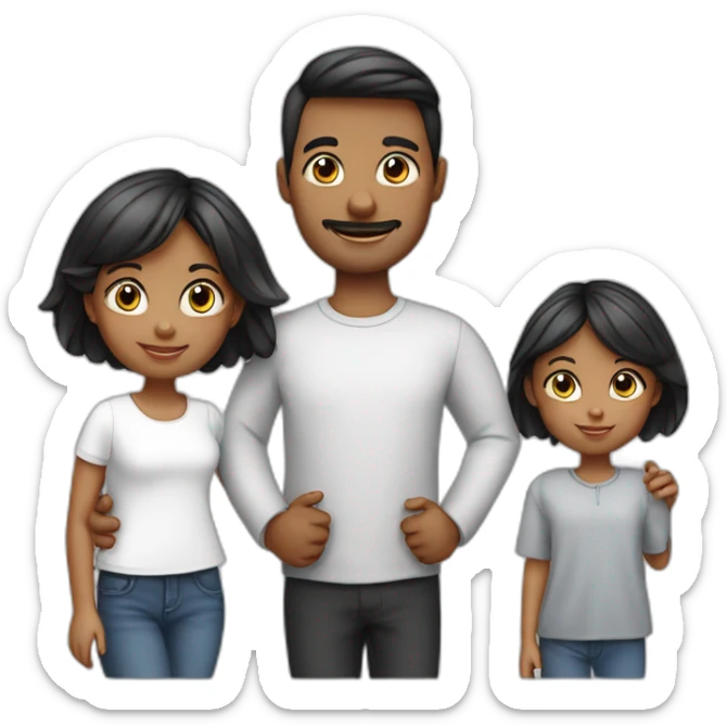 Family of 5- mum-dad-baby girl-2 cats 1white 1 black sticker