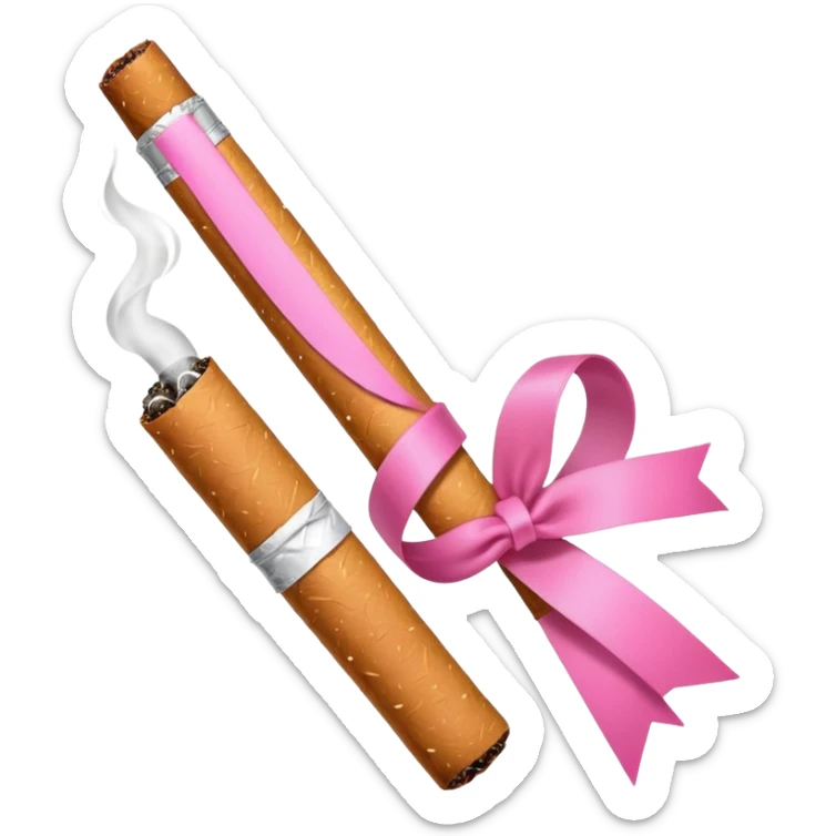 Un cigarrillo con un moño rosada sticker
