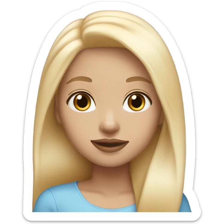 Blonde girl with light pink full lips blue eyes straight hair and light skin tone  sticker