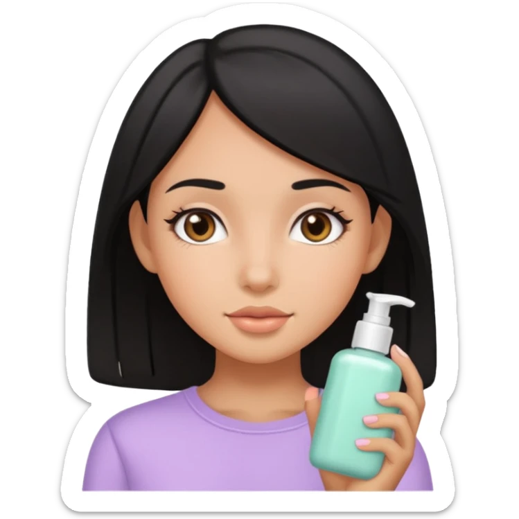 tan girl black hair cute pastel colors skin care sticker