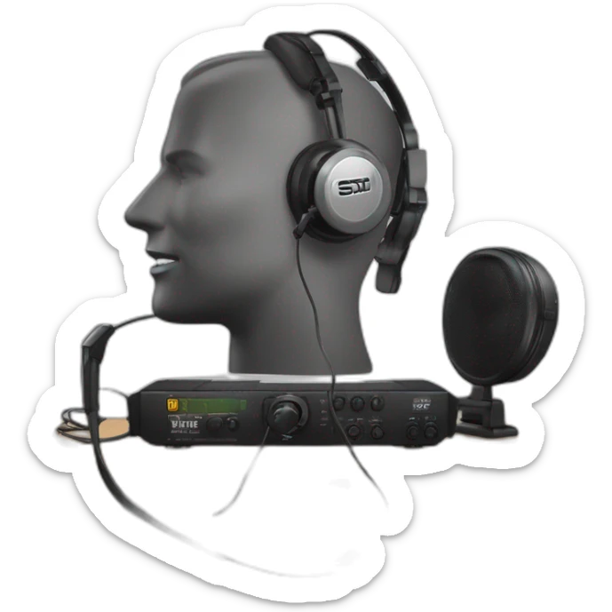 Animateur radio avec casque que dt 770 et shure sm7b sticker