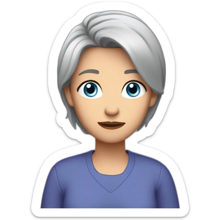 Mother worried dark-purple-shirt blue-eyes grey-short-hair middled-aged White sticker