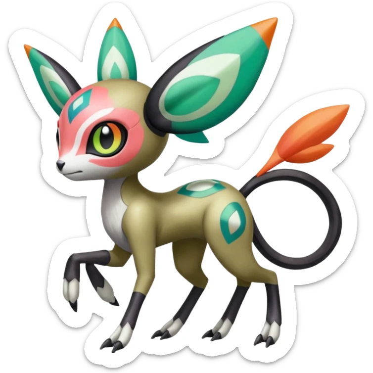Meloetta-Spinomon-Trico-Pokémon-Digimon-Fakémon-fusion-hybrid-creature sticker